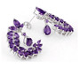 side view of amethyst cluster earrings in rhodium over sterling silver