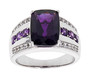 amethyst and white sapphire gents ring in rhodium over sterling silver