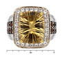 champagne quartz garnet and white topaz gents ring in 18k yellow gold and rhodium over sterling silver shown for size comparison