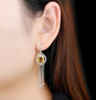 citrine or amethyst dangle earrings in rhodium over sterling silver
