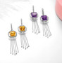 citrine or amethyst dangle earrings in rhodium over sterling silver