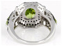 back view of peridot and black spinel halo ring in black and white rhodium over sterling silver