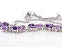 side view of rose de france amethyst amethyst and topaz bolo bracelet in rhodium over sterling silver