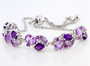 front view of rose de france amethyst amethyst and topaz bolo bracelet in rhodium over sterling silver