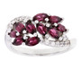 rhodolite garnet and white zircon ring in rhodium over sterling silver