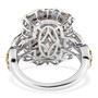 full view of color change garnet and zircon cluster two-tone yellow gold and rhodium over sterling silver ring