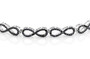 front view of infinity link black spinel tennis bracelet in black and white rhodium over sterling silver