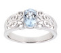 oval aquamarine solitaire ring in rhodium over sterling silver
