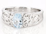 front view of oval aquamarine solitaire ring in rhodium over sterling silver