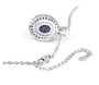 back view of blue star sapphire sapphire and topaz pendant necklace in rhodium over sterling silver