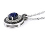 side view of blue star sapphire sapphire and topaz pendant necklace in rhodium over sterling silver