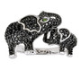 black spinel and chrome diopside mother and child elephant ring in black and white rhodium over sterling silver
