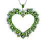 chrome diopside and zircon heart cluster pendant necklace in rhodium over sterling silver