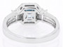 back view of blue zircon and white zircon ring in rhodium over sterling silver