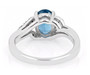 back view of london blue topaz and blue diamond ring in black and white rhodium over sterling silver