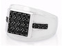 front view of black spinel cluster gents ring in black and white rhodium over sterling silver
