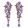 front view of amethyst and garnet multi gemstone earrings in rhodium over sterling silver