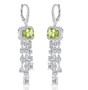 natural gemstone halo dangle earrings in rhodium over sterling silver