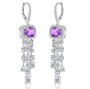 full view of natural gemstone halo dangle earrings in rhodium over sterling silver