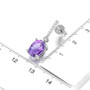amethyst and white zircon dangle earrings in rhodium over sterling silver shown for size comparison