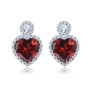 blue topaz and white zircon heart stud earrings in rhodium over sterling silver