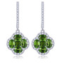 full view of tanzanite and white zircon cluster halo earrings in rhodium over sterling silver