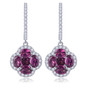 tanzanite and white zircon cluster halo earrings in rhodium over sterling silver