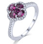 tanzanite and white zircon halo cluster ring in rhodium over sterling silver