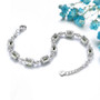 back view of chrome diopside and white zircon halo adjustable tennis bracelet in rhodium over sterling silver