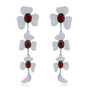 garnet and white zircon dangle earrings in rhodium over sterling silver