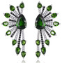 garnet cluster statement earrings in rhodium over sterling silver shown in a lifestyle photo