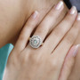 mint tsavorite garnet and white zircon two-tone ring in 18k yellow gold and rhodium over sterling silver worn on a hand