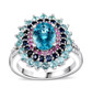 blue apatite multi color sapphire and zircon halo ring in rhodium over sterling silver