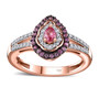 mahenge pink spinel pink sapphire and zircon halo cluster ring in 18k rose gold over sterling silver