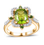 peridot chrome diopside and zircon halo ring in 18k yellow gold over sterling silver