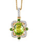 peridot chrome diopside and zircon halo pendant necklace in 18k yellow gold over sterling silver