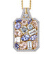 aquamarine morganite tanzanite and zircon cluster pendant necklace in 18k yellow gold over sterling silver