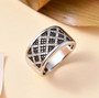 black and white diamond cluster rhodium over sterling silver ring live studio