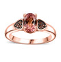 pink tourmaline and brown zircon heart ring in 18k rose gold over sterling silver