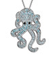 blue apatite black spinel octopus pendant necklace in rhodium over sterling silver