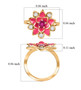 ruby (ff) and white zircon enamel flower ring in 18k yellow gold over sterling silver shown for size comparison