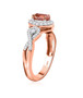 side view of pink tourmaline and moissanite ring in 18k rose gold over sterling silver
