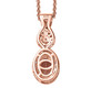 back view of pink tourmaline and moissanite pendant necklace in 18k rose gold over sterling silver