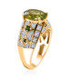 side view of peridot chrome diopside and zircon ring in 18k yellow gold over sterling silver
