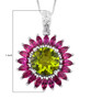 peridot and rhodolite halo pendant necklace in rhodium over sterling silver shown for size comparison