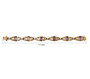 multi gemstone tennis bracelet in 18k yellow gold over sterling silver shown for size comparison