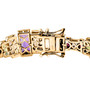 clasp detail of multi gemstone tennis bracelet in 18k yellow gold over sterling silver