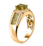 side view of peridot and zircon gents ring in 18k yellow gold over sterling silver