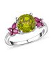 peridot rhodolite garnet and zircon butterfly ring in rhodium over sterling silver