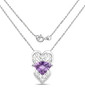 full view of fancy cut amethyst pendant necklace in rhodium over sterling silver